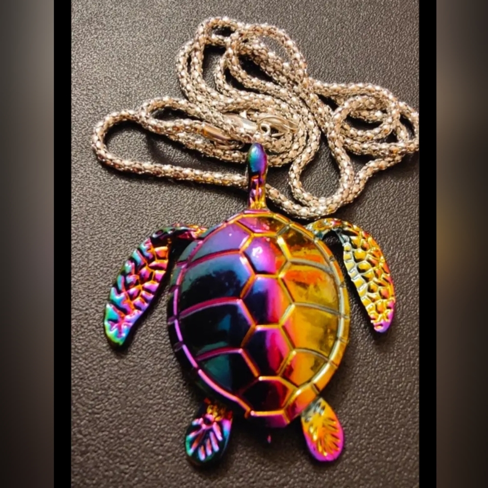 New stainless steel sea turtle tortoise 23.64" necklace
